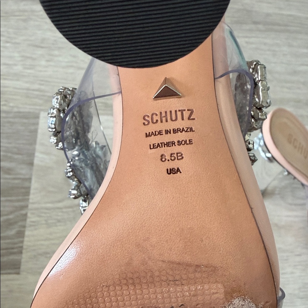 SCHUTZ Blush Pink Jewel-Embellished Slide Sandals - Picture 6 of 7